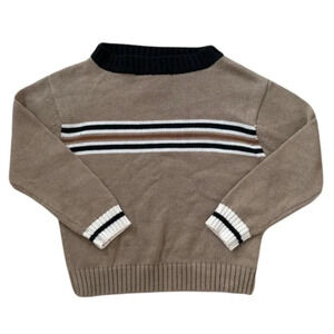 Vintage Kids Happy Fella Neutral Striped Preppy Sweater Size 4